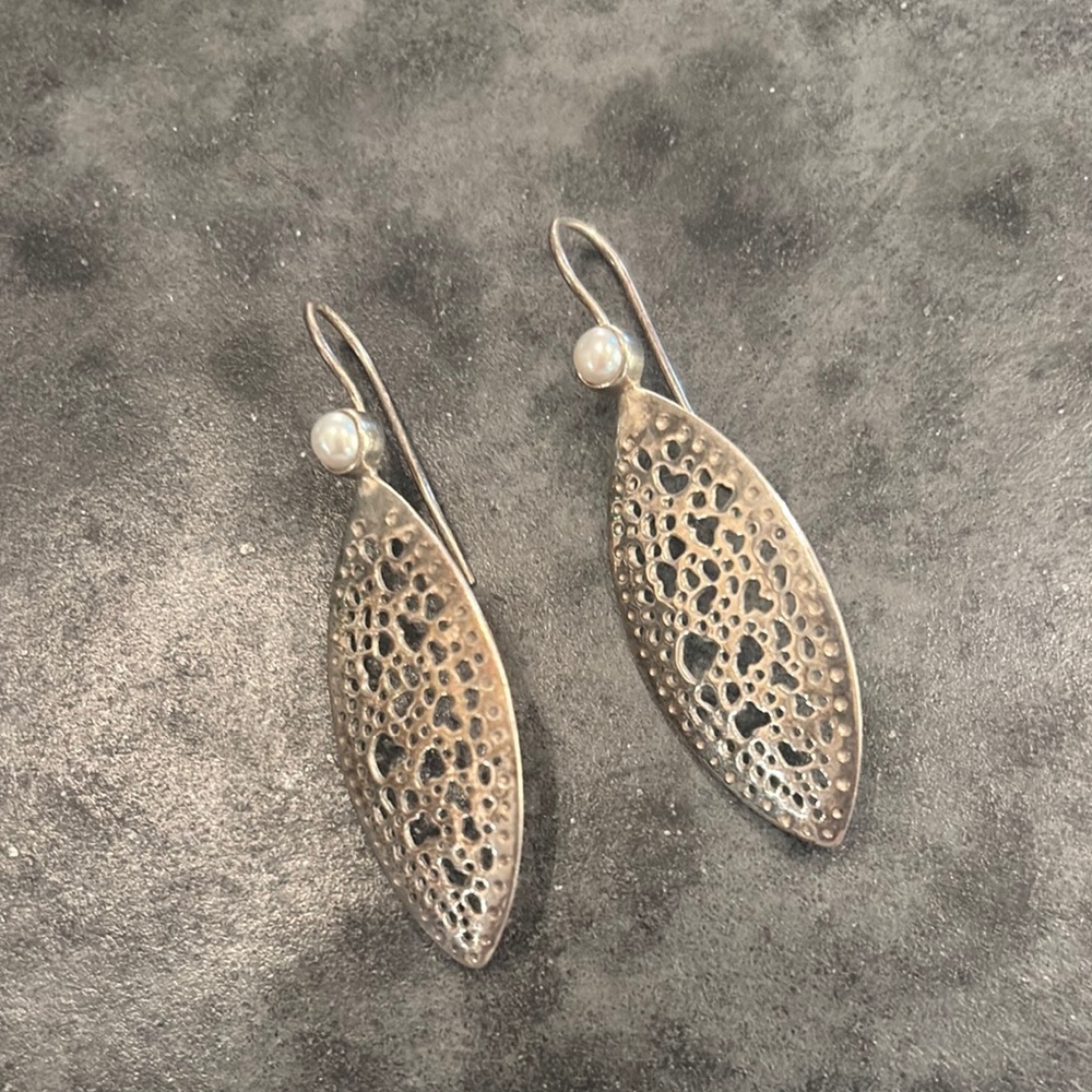 Silpada Silver Filigree Earrings with Intricate Openwork Design
